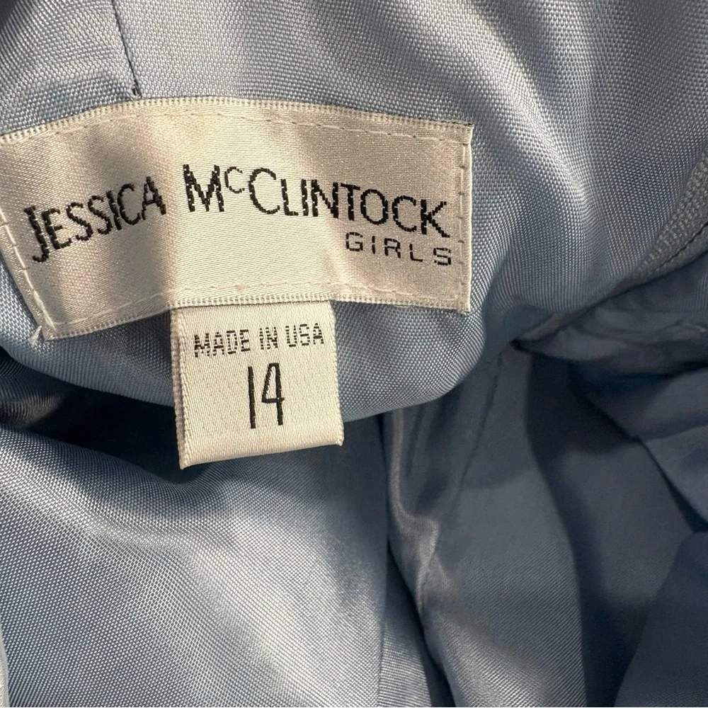 Jessica McClintock Girls 14 light blue sleeveless formal dress RN49422 VGUC